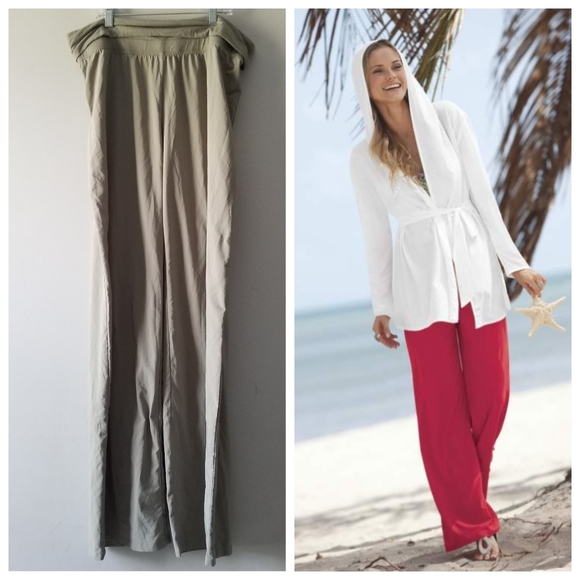 Coolibar Pants - Coolibar Green UPF 50+ Fold Over Wide Leg Pants Medium